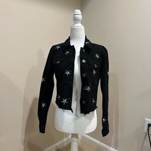 Pistola Black Denim Jacket with Silver Stars